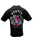 Static Energie Metols box t-shirt - black embroidered front printed back design
